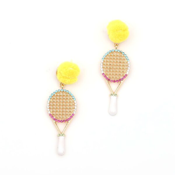 Wholesale Sports Alloy Tennis Racket Diamond Earrings