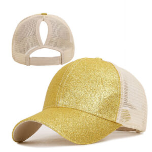 Frosted Pontail Baseball Cap-Yellow / Adjustable