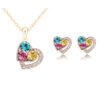 Wholesale Necklace Set Colorful Diamond Heart Shape Female Pendant Alloy Earrings