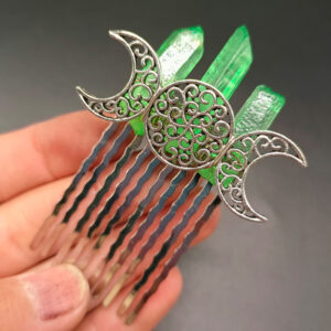 Green +10 tooth hair comb