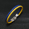 Wholesale Blue Yellow Color Block National Flag Color Woven Leather Bracelet