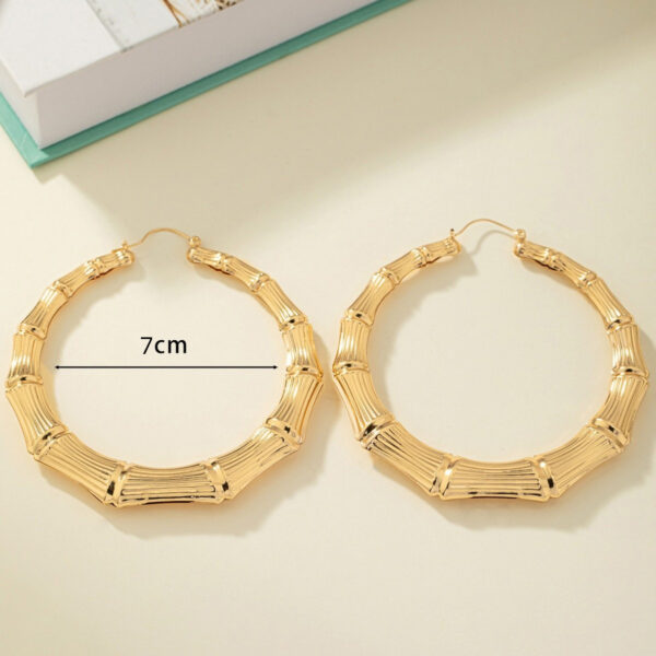 Wholesale Personality Hip-hop Circle Bamboo Exaggerated Design Versatile Niche Earrings