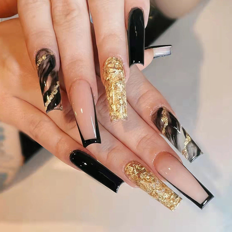Wholesale Nail Art Wear Armor Shiny Black Gold Plastic Nail Stickers