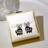 Wholesale Purple Gentleman Cat Black Diamond Earrings