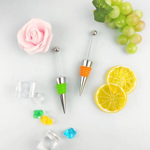 Wholesale Beadable Utensils DIY Zinc Alloy Silver Red Wine Stopper