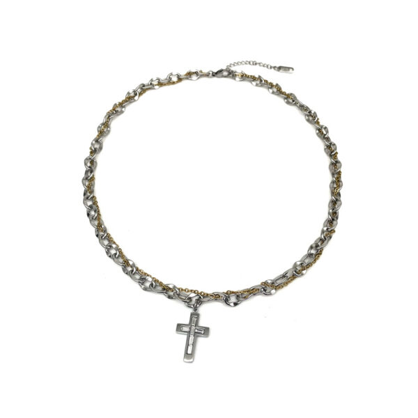 Wholesale Titanium Steel Wrap Cross Necklace with Diamonds