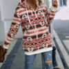Wholesale Autumn and Winter Women's Aztec Hooded Half-Zip Pullover Sweatshirt
