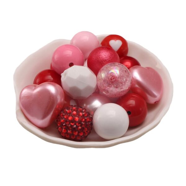 Wholesale 50pcs/pack Light Pink Love Heart Valentine's Day 20MM Acrylic Mixed Color Beads Bubblegum Beads