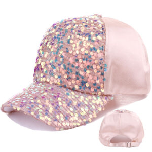 Beige-Color Sequin Cloth Cap / Adjustable