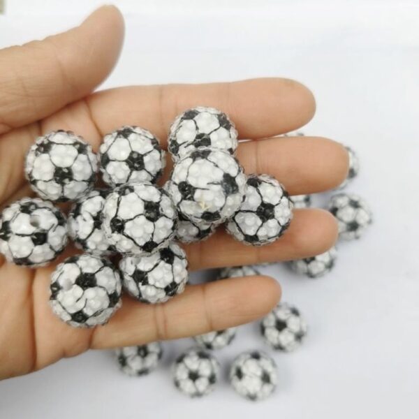 Wholesale 20MM Resin Football Diamond Inlaid Tree Ball Beads Loose Beads
