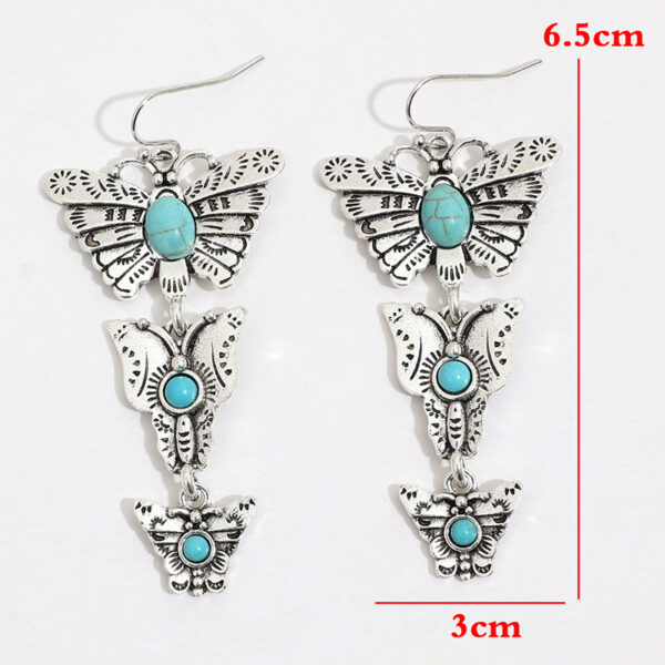 Wholesale Butterfly Stitching Alloy Turquoise Bohemian Earrings