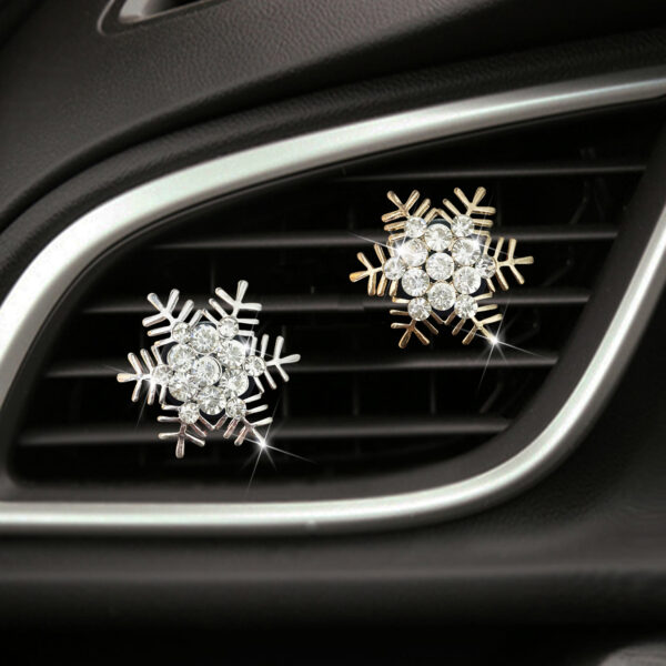 Wholesale Rhinestone Metal Snowflake Car Perfume Decoration Clip