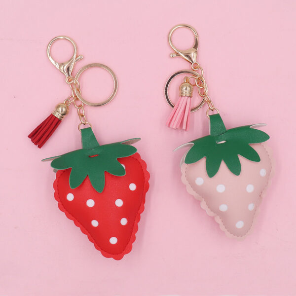 Wholesale Strawberry Leather Keychains