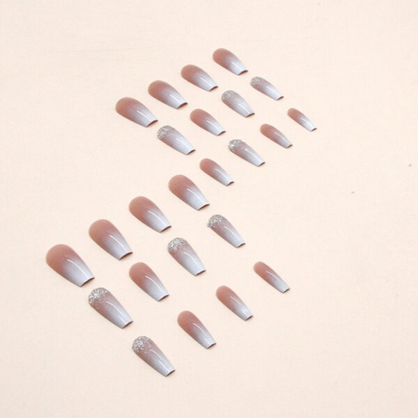 Wholesale Mid Length Ballet Nail Flat Toe Gradient Glitter Nail Stickers