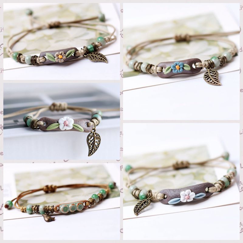 Wholesale clay color shoulder le flower leaf Bracelet