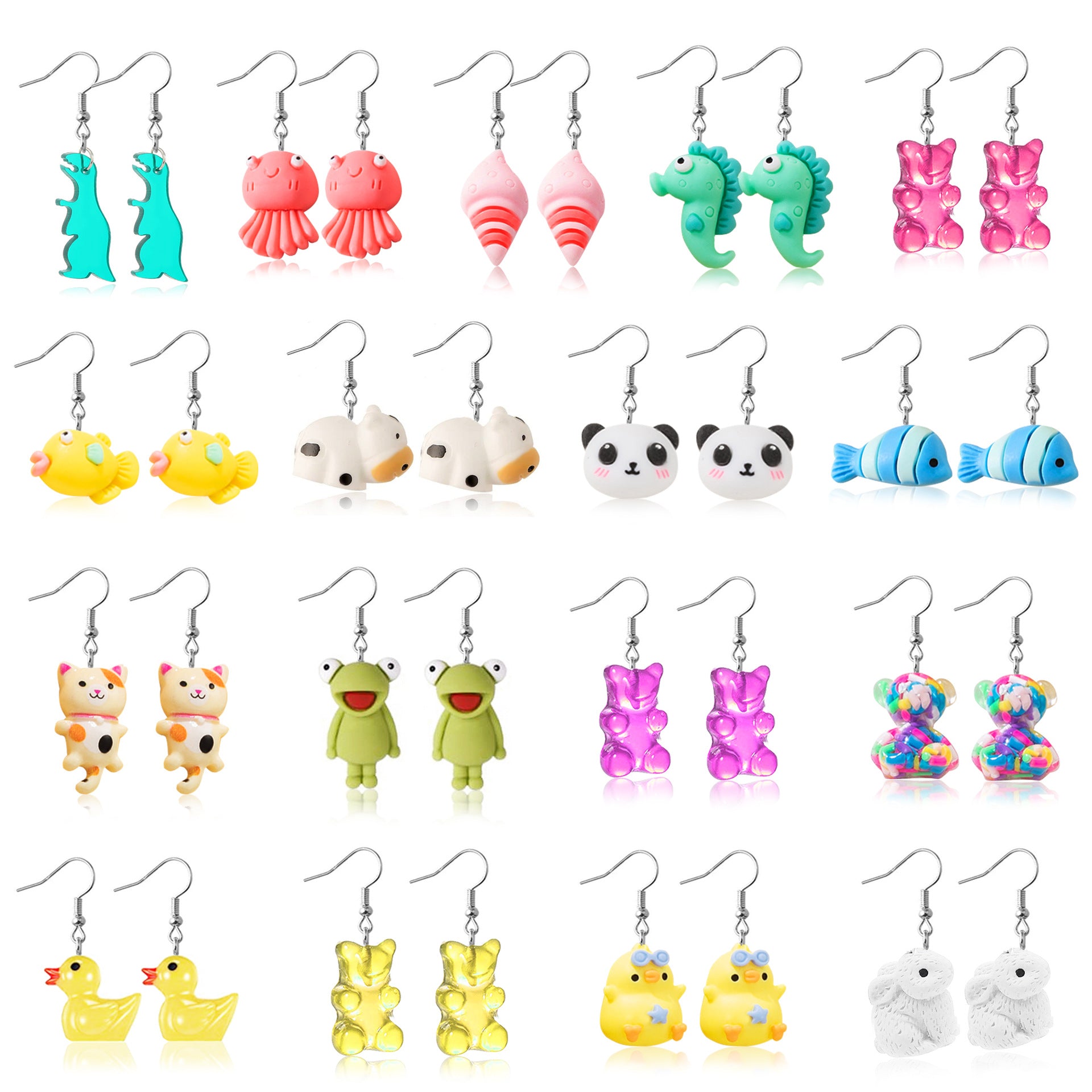 Wholesale Simulated fun animals, funny resin animal earrings set