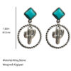 Wholesale Western Style Cactus Sunflower Alloy Turquoise Earrings