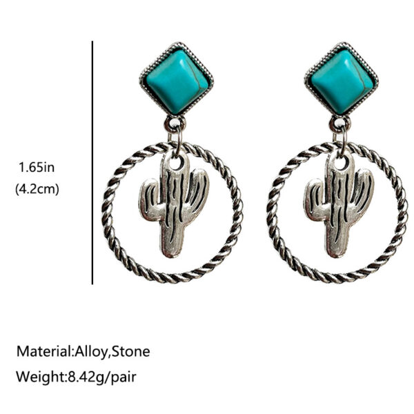 Wholesale Western Style Cactus Sunflower Alloy Turquoise Earrings