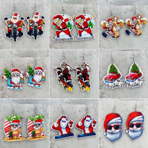 O1CN01bMFokB2CFreL7cRqT__2207539588445-0-cib Wholesale Red Car Skateboard Santa Wooden Earrings Christmas