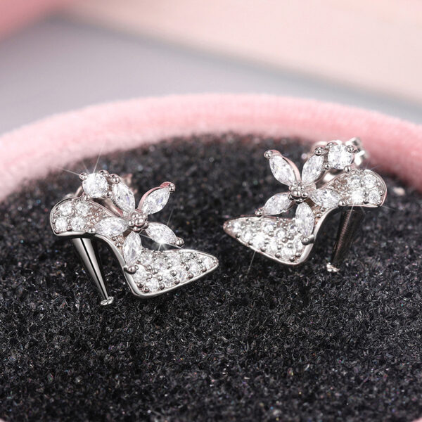 Wholesale High Heel Crystal Shoes Copper Earrings