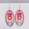 Wholesale Valentine's Day Wooden Earrings Pink Cat Claw LOVE Love Earrings