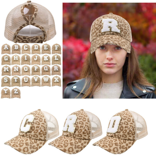 Wholesale New Cotton 26 Letter Label Leopard Print Baseball Cap