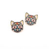 Wholesale Exaggerated Oil-drop Color Black Cat Inlaid with Rhinestone Alloy Earrings