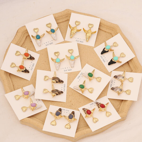 O1CN01bOXMfk1Fe5BEjzaKa_2043160511-0-cib Wholesale Vintage Bull Head Temperament Stainless Steel Earrings