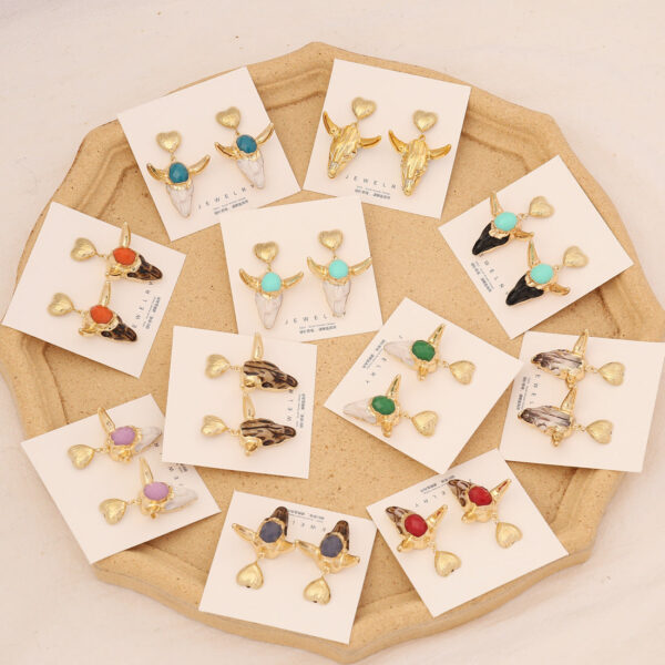 O1CN01bOXMfk1Fe5BEjzaKa__2043160511-0-cib Wholesale Vintage Bull Head Temperament Stainless Steel Earrings