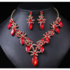 Wholesale Vintage Crystal Alloy Long Necklace Earrings Set