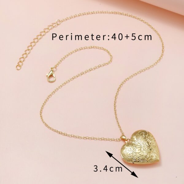 Wholesale Diy Accessories Photo Box Heart-shaped Engraved Pattern Openable Pendant Necklace