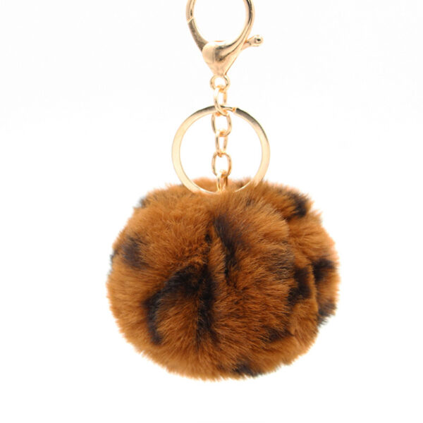 Wholesale Polyester Leopard Fur Ball Keychain