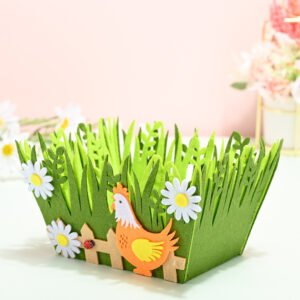 Easter square basket B section grass hen