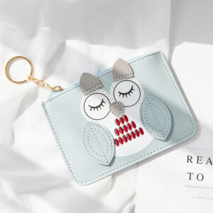 Owl Thin Coin Purse-Light Blue