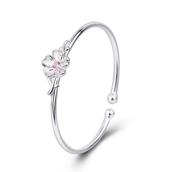 Wholesale Cherry Blossom Pink Crystal Copper Bracelet