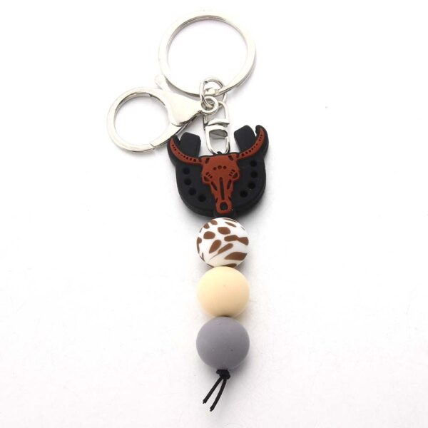 Wholesale Cow Tooth Hat Letter Silicone Bead Keychain