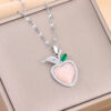 Wholesale Micro Paved Crystal Apple Titanium Steel Necklaces
