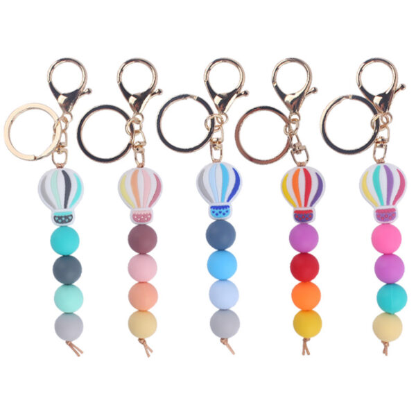 Wholesale Cartoon Hot Air Balloon Silicone Handmade Beaded Keychain