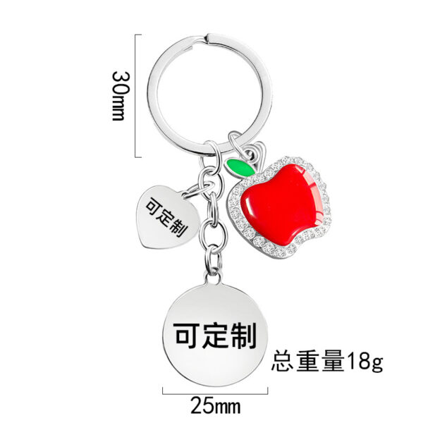 Wholesale Metal Love Drip Apple Teacher's Day Keychain