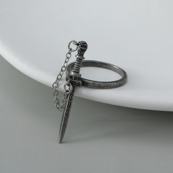 Wholesale Gothic Dark Cross Sword Tassel Alloy Ring