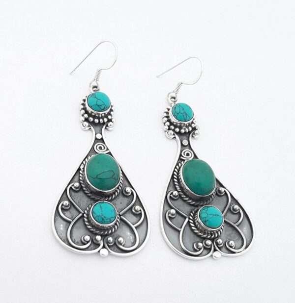 Wholesale Antique Green Turquoise Alloy Earrings