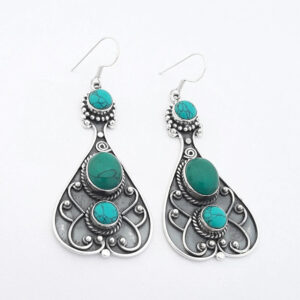 Wholesale Antique Green Turquoise Alloy Earrings