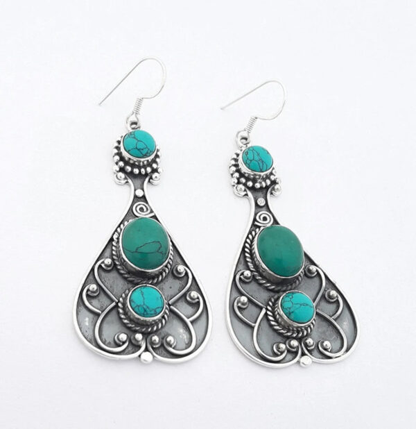 Wholesale Antique Green Turquoise Alloy Earrings