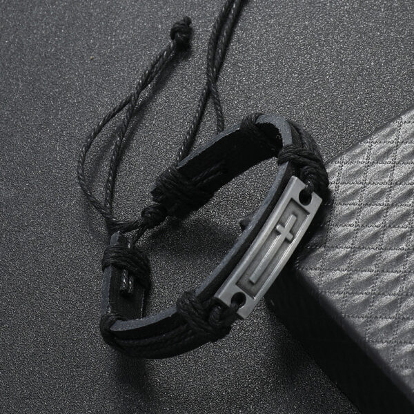 Wholesale Alloy Woven Men's Retro Hemp Rope Leather Bracelet