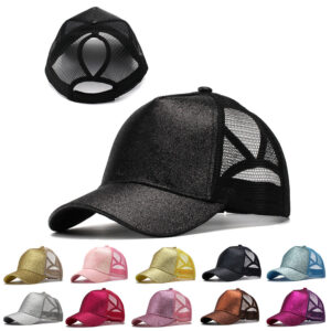 Wholesale Glitter Ponytail Baseball Mesh Cap
