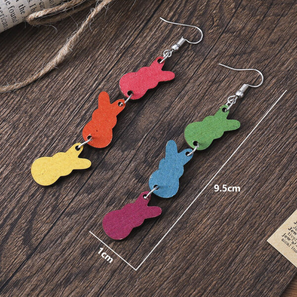 Wholesale Easter Colorful Bunny Wooden Earrings