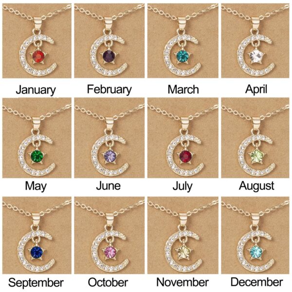 Wholesale Birthstone Month December Star Pendant Paper Card Alloy Necklaces