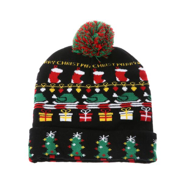 Wholesale Jacquard LED Christmas Knitted Beanie