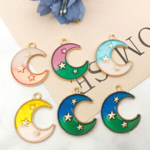 Dropping oil zinc alloy starry sky double color moon 18x23-1.5g / Blue