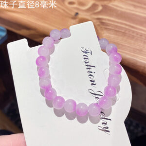 Violet 8mm two-color gradient ice through glass bracelet